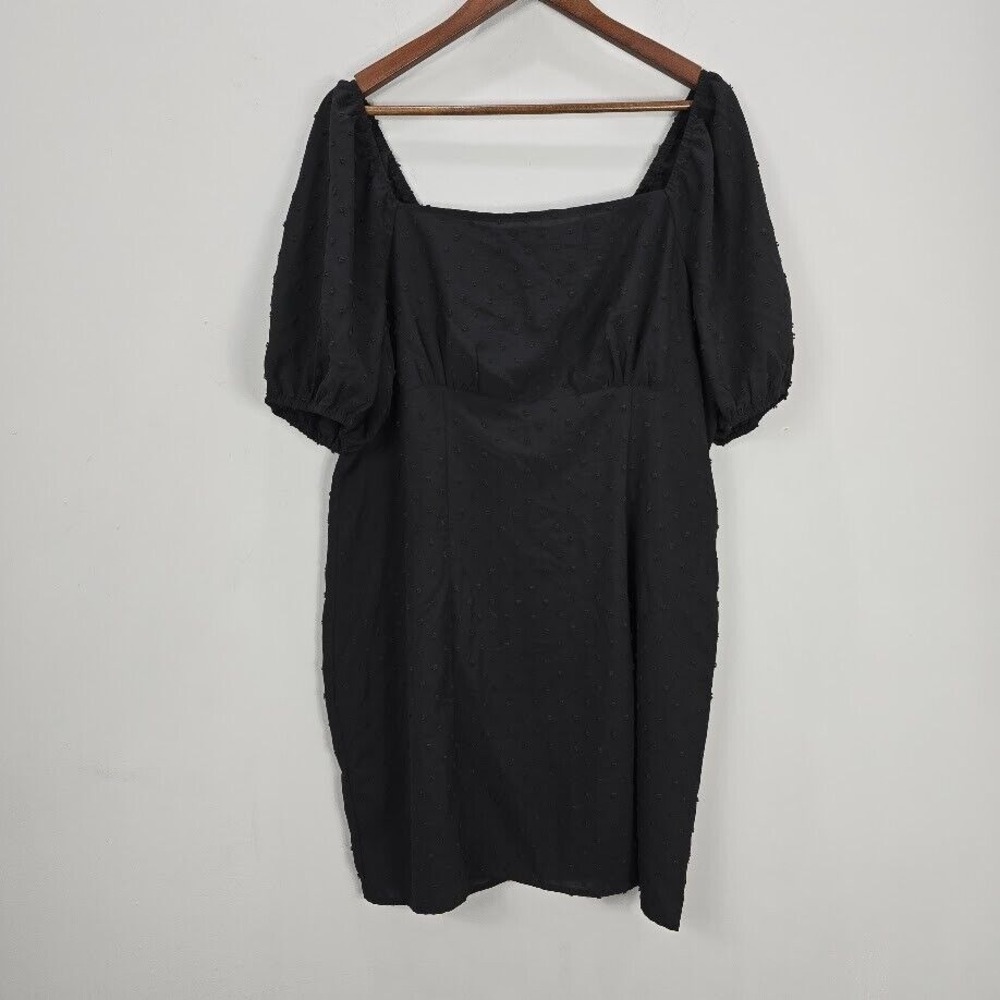 Mini‎ Dress 1X Black Swiss Dot Puff Sleeve Cottagecore Milkmaid Country Praire